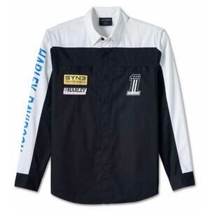NWT Harley Davidson #1 Victory Mens 3XL White Cotton Twill Colorblock Shirt